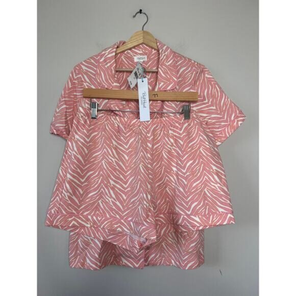 NWT Bed Head Stretch Short Sleeve Shorty PJ Set Wild One Sleepwear Pink Size: L - Picture 2 of 9